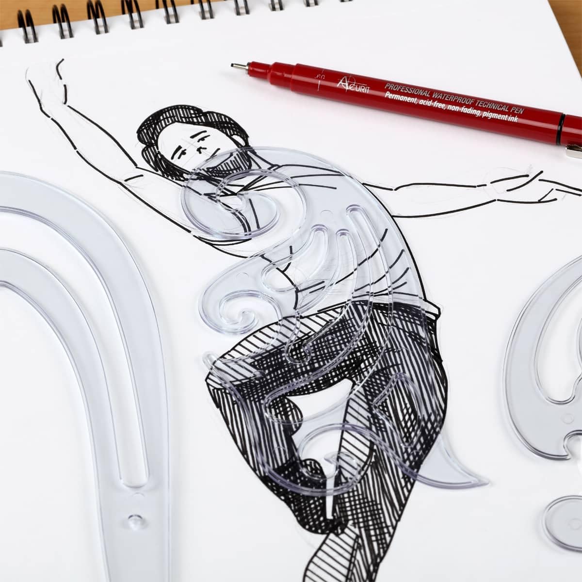 Acurit French Curve Set of 8 – Clear Plastic Drawing Templates for Sewing, Pattern Making, Drafting, Fashion Design, Architecture, Graphic Illustration – Smudge-Free Inking Edges