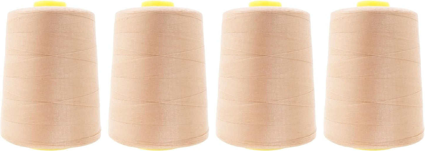 Mandala Crafts 4 Pack of Serger Threads Cones Spools - 20S/2 24000 Yards Polyester Nude Threads for Sergers Machine and Overlock Quilting Sewing Machine