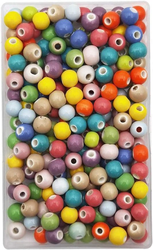 INSPIRELLE 180 Pieces Porcelain Beads Chinese Round Ceramic Beads 8mm for Handmade Jewelry Making Bracelets Necklace Making, Candy