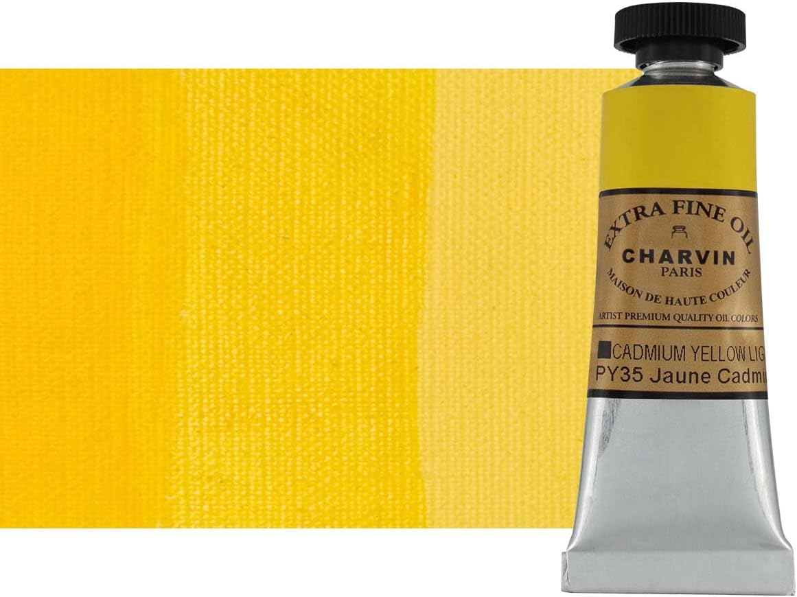 Charvin Extra Fine Oil Paint, Cadmium Yellow Light 20 mL - Triple-Milled, Rich Texture, Poppy Oil-Based, Light-Fast, Handmade, Archival Quality