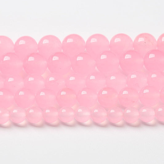 90pcs Natural Light Pink Chalcedony Stone Beads for Jewelry Making - Energy Healing Power Stone DIY Bracelet Necklace Accessories - 15" (4mm, Light Pink Chalcedony)