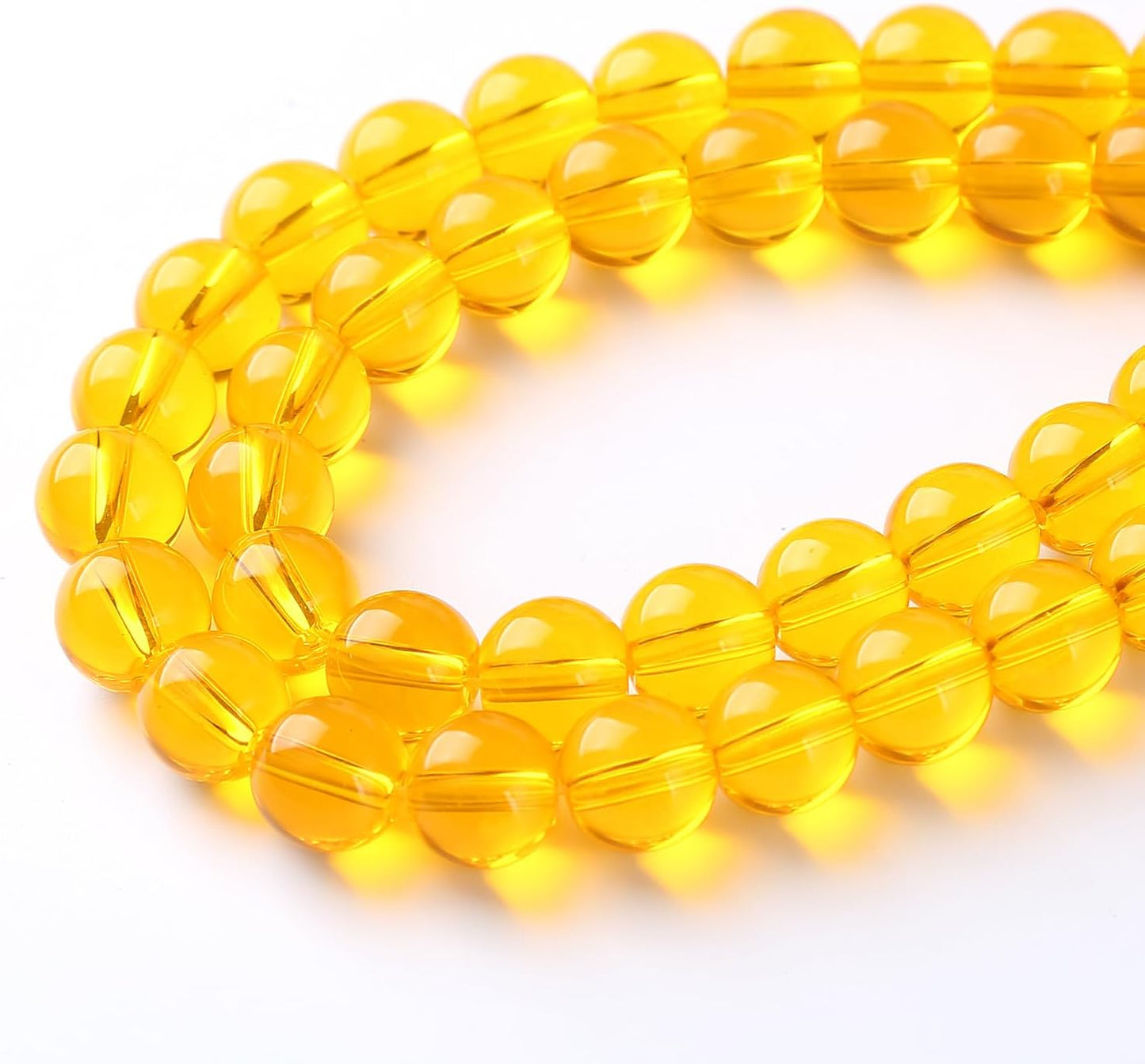 90pcs 4mm Smooth Yellow Crystal Glass Beads Citrine Round Loose Beads for Jewelry Making DIY Bracelet Necklace 15" Energy Healing Power Stone Beads