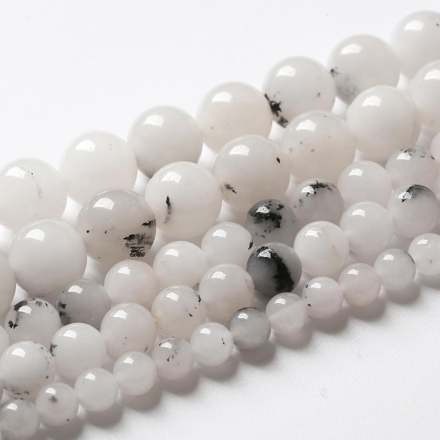 60pcs 6mm Natural Black Rutilated Quartz Crystal Jade Stone Beads for Jewelry Making Energy Healing Power Stone Beads DIY Bracelet Necklace Accessories 15" (6mm, Black Rutilated Quartz Jade)