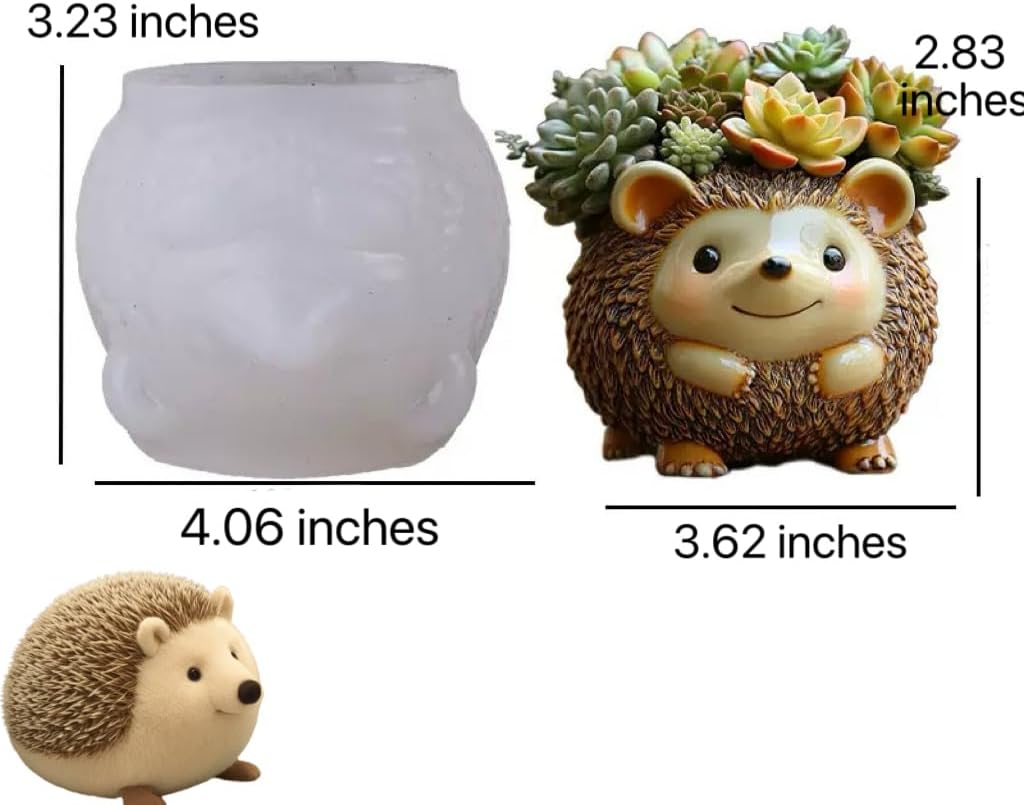 Animal Resin Molds Silicone 3D Cute Hedgehog Epoxy Resin Plaster Candle Holder Wax Molds for Candle Making, Art Crafts DIY Unique Display Home Decor