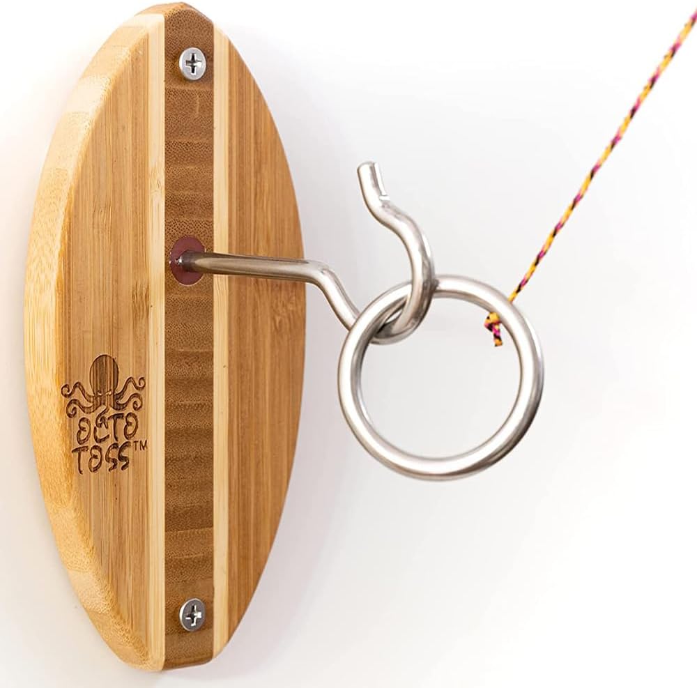 Hook and Ring Game Women and Man Cave Game Room Decor, Ring Game on a String for Game Room Games. Hook and Ring Toss Game Stocking Stuffers for Kids, and Gifts for Men Who Have Everything