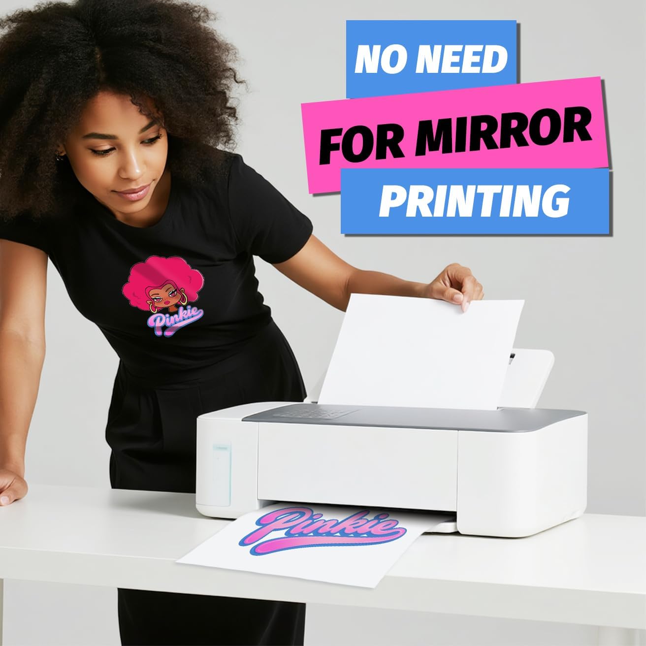 Lovein Pinkie Iron on Heat Transfer Paper for Dark T Shirts (20 Sheets 8.5x11", Dark Plus) Printable HTV Heat Transfer Vinyl for Inkjet & Laserjet Printer Iron on Transefers Paper for Dark Fabric