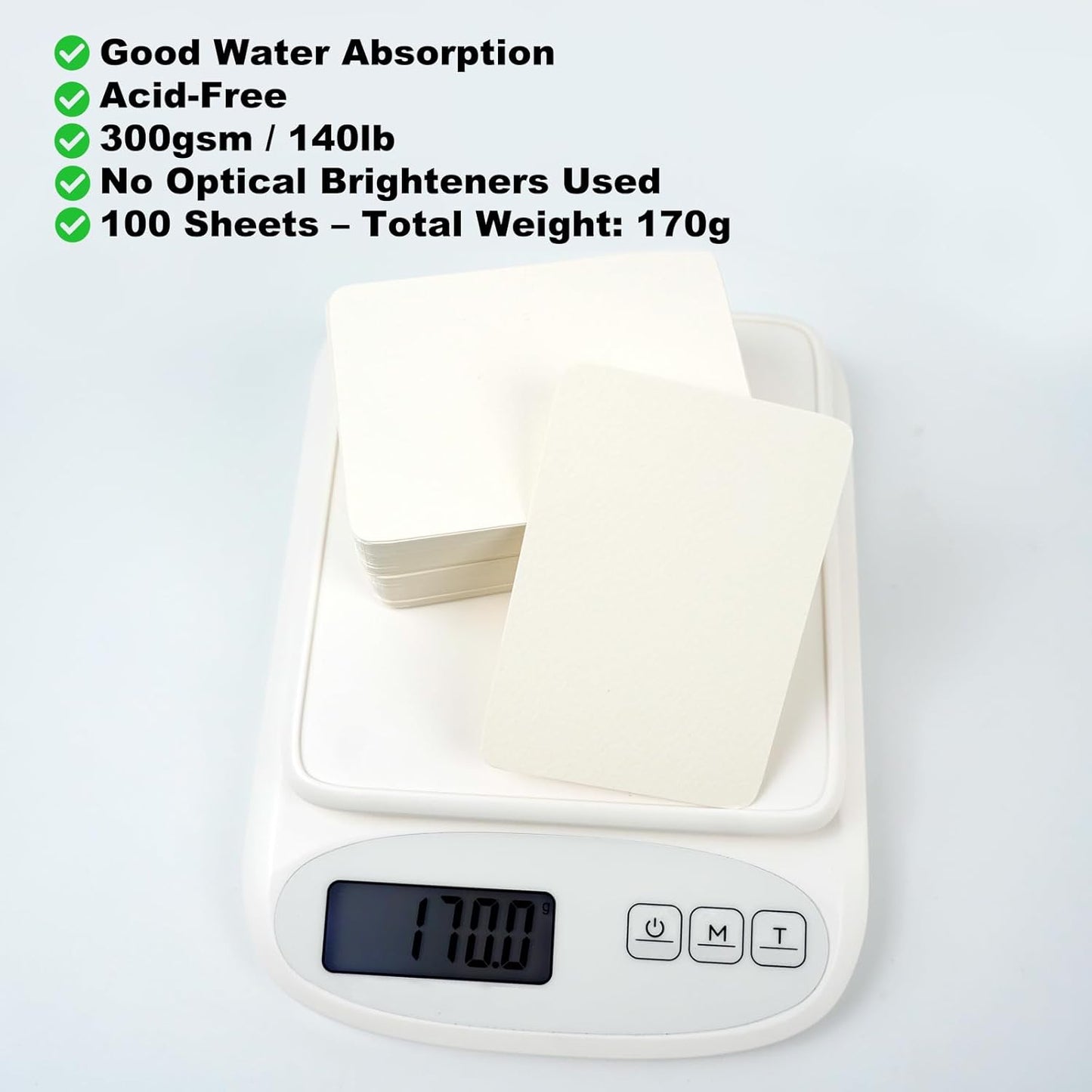 Moriquill 100 Sheets Watercolor Paper ATC Cards – 300gsm Cold Press, 2.5"x3.5", Acid-Free, Rounded Corners, Textured Surface for Painting, Scrapbooking, Journaling & Artist Trading