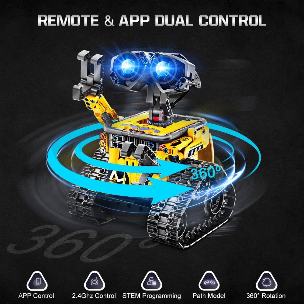 HOGOKIDS Robot Building Toys for Kids - 5 in 1 Remote & APP Controlled Building Set | RC Wall/Engineer Robot/Mech Dinosaur STEM Toys for Boys Girls Age 6 7 8 9 10 11 12+ Year Old (520 Pcs)