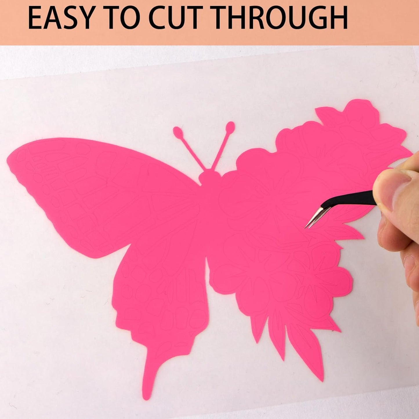 HTVRONT Neon Pink Permanent Vinyl, 12" x 40 FT Adhesive Permanent Vinyl Roll for All Cutting Machine, Silhouette, Cameo Cutters, Signs, Scrapbooking, Craft, Die Cutters (Glossy Neon Pink)