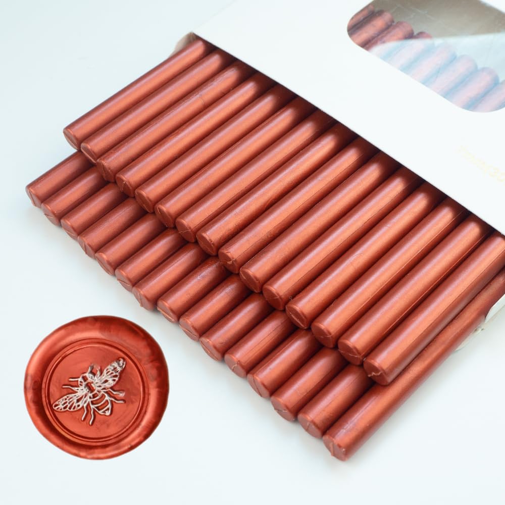Wax Seal Stick, Ioggtser 30 PCS New Wine Red Mini Glue Gun Wax Seal Stick for Wax Seal Stamp, Sealing Wax Sticks for Wedding Invitations, Cards, Envelopes