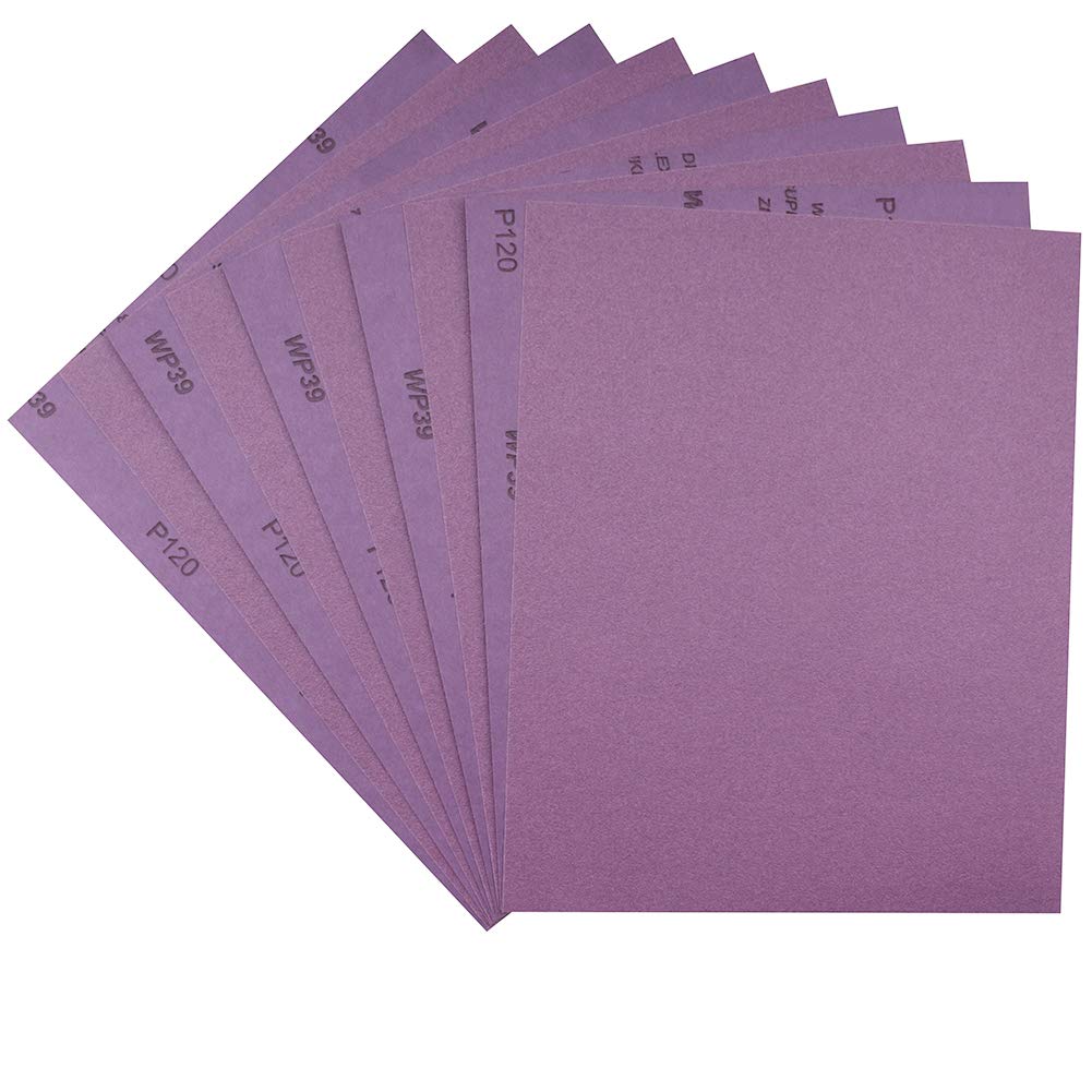 Sandpaper 120 Grit,Wet Dry Sanding Sheets,High Performance White Fused Alumina Abrasive Sand Paper for Wood Furniture Finishing,Metal Grinding,Automotive Polishing,9 x 11 Inch,10-Pack