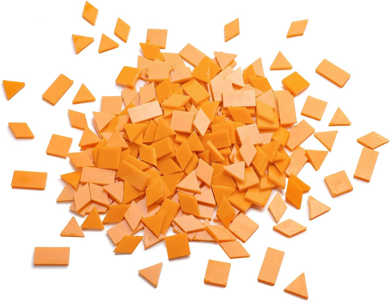 Lanyani Glass Mosaic Tiles for Art Crafts, 4 Shapes Mixed Tiffany Stained Glass Pieces, 200 Pieces, Square/Rectangle/Diamond/Triangle,Orange