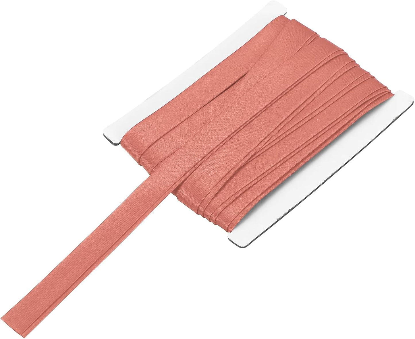 MECCANIXITY Double Fold Bias Tape for Sewing 5/8 Inch x 6 Yards Satin Pre-fold Continuous Binding Tape for Seaming Quilting Hemming Binding DIY Crafts, Light Red