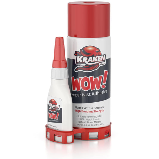 Kraken Bond Wow! CA Glue (1x3.50 oz) with Spray Adhesive Activator (1x13.50 fl oz) - Cyanoacrylate, with Activator, Fast CA Glue for Woodworking, Crazy & Craft - 1 Pack