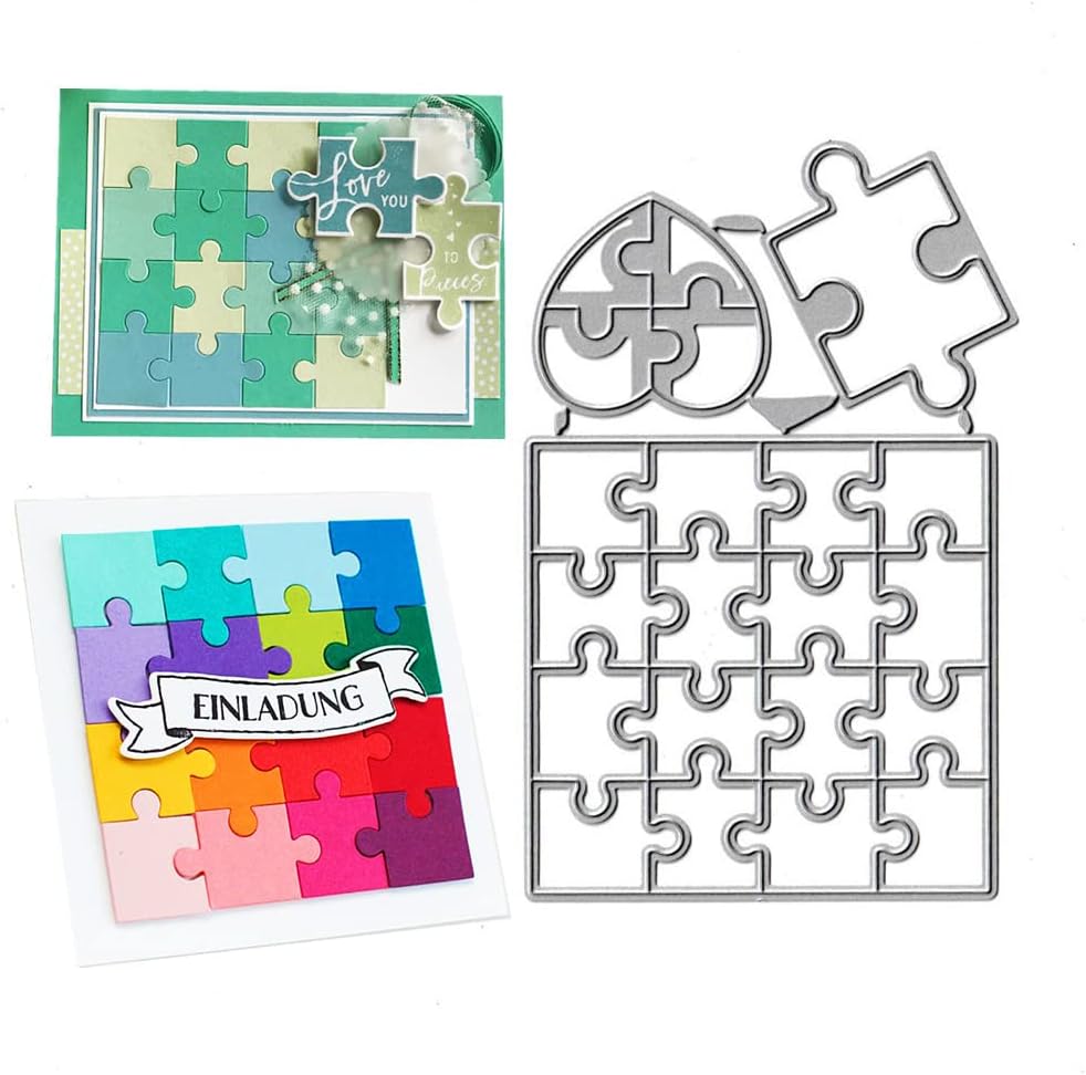 Square Jigsaw Puzzle Cutting Dies,Love Heart Jigsaw Puzzle Die Cuts Metal Embossing Stencils Template Mould for Card Scrapbooking and DIY Craft Album Paper Card Decor