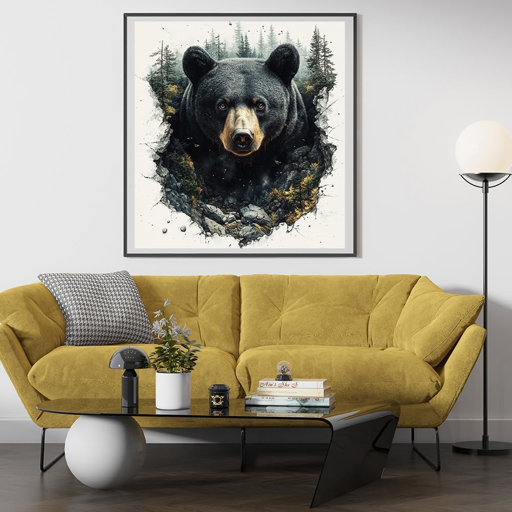 Moohue Cross Stitch Kit - Mountain Animal Bear - 14ct Counted Cross Stitch Patterns Kits - Adults Needlepoint Kits