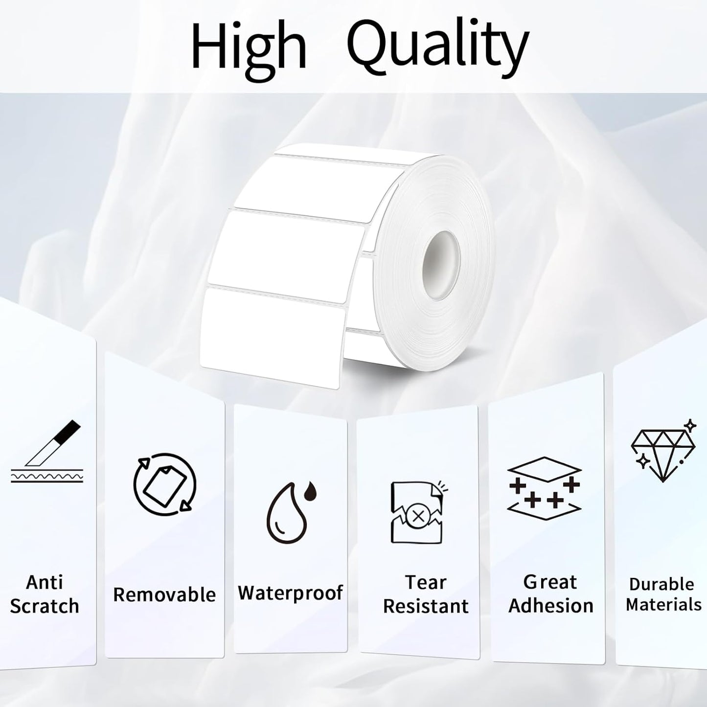 2x1 Inch Thermal Labels, White Thermal Printer Stickers, Waterproof Self-Adhesive Shipping Label Printer Sticker for Barcode, Name, Address, 300 Labels/Roll