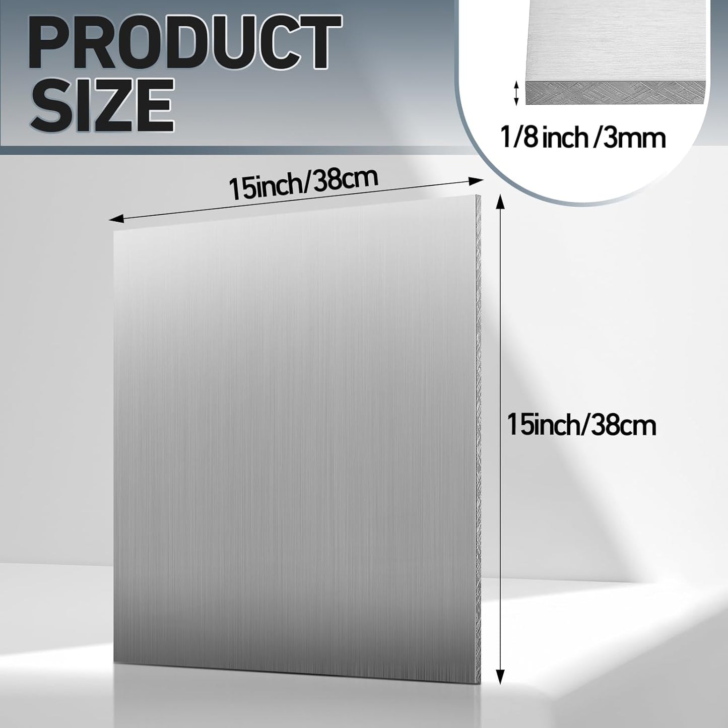 Blulu 2 Pcs 6061 Aluminum Sheet Metal Plate 15 x 15 x 1/8 in (3 mm) Flat Plain Thickness Panel Covered with Protective Film Solid Rectangle Flat Stock for Crafting Industry Structural Framing Base
