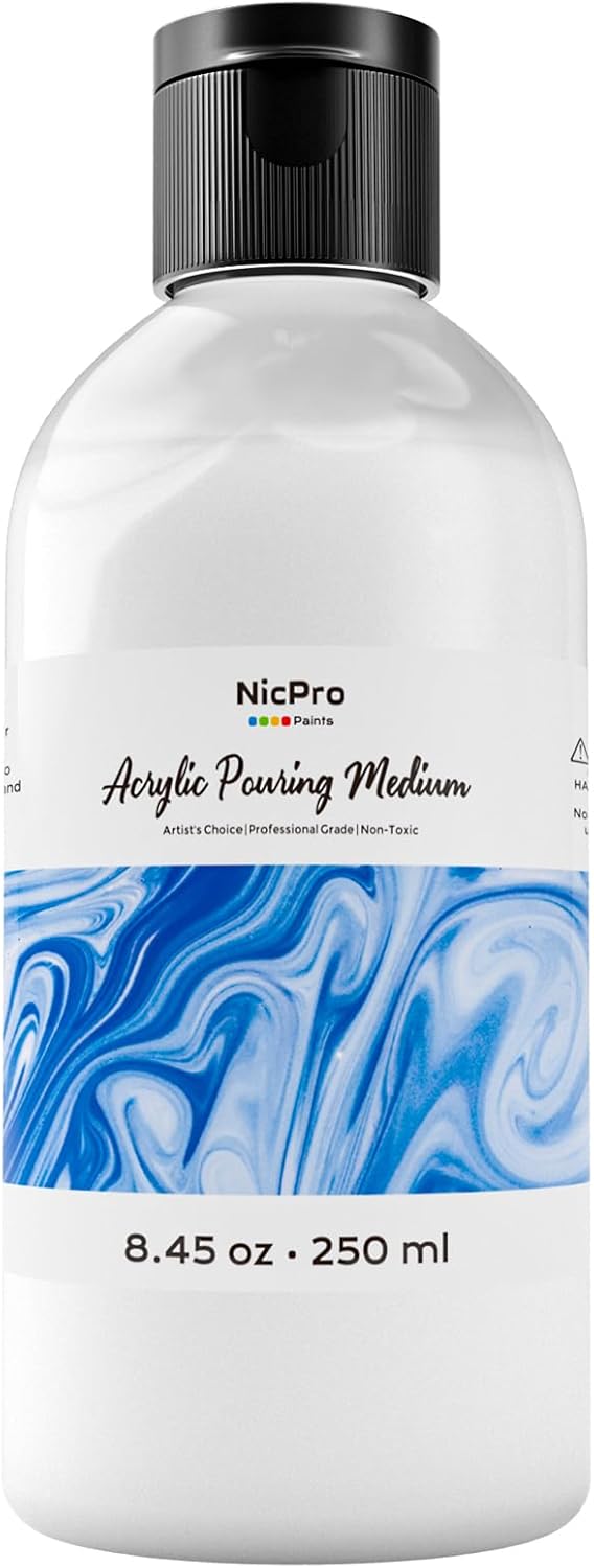 Nicpro Pouring Medium for Acrylic Paint 8.45oz / 250ml, Acrylic Paint Thinner, Acrylics Flow Medium Improve Flow Consistency