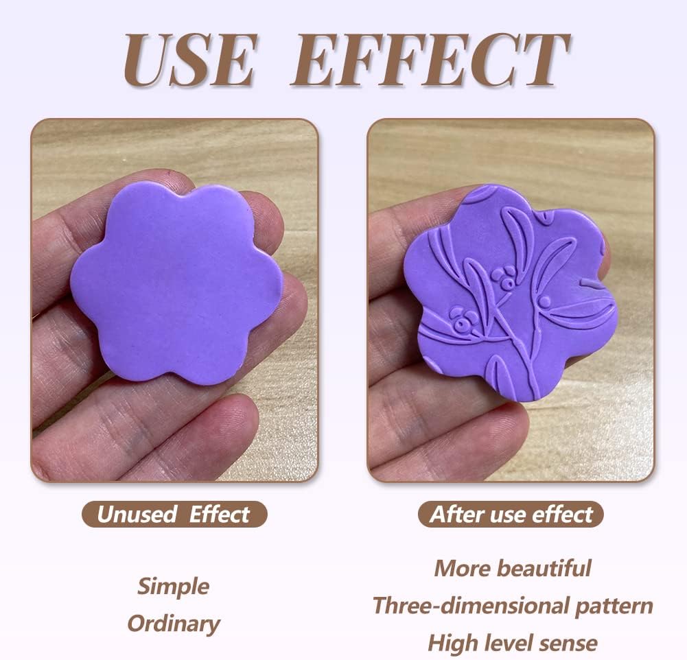 Embossing Folders Clay Stamps for Polymer Clay Earrings Making Embossing Tool Geometric Textured Flower Pottery Stamps Polymer Clay Roller Clay Texture Sheets (9PCS)