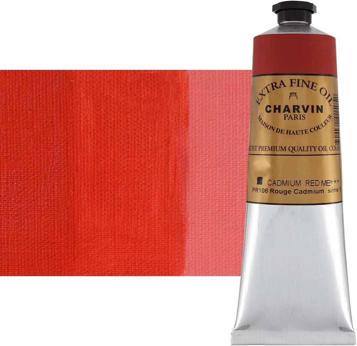 Charvin Extra Fine Oil Paint, Cadmium Red Medium 150 ml - Triple-Milled, Rich Texture, Poppy Oil-Based, Light-Fast, Handmade, Archival Quality