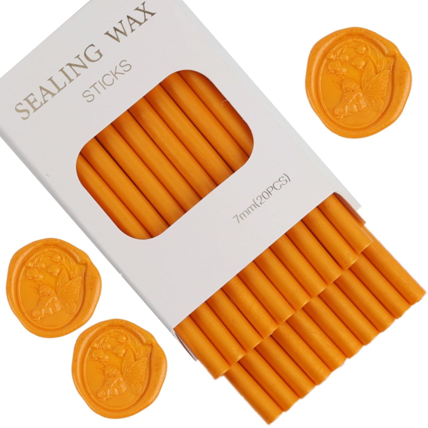 Orange Yellow Wax Seal Sticks, ONWINPOR 20pcs Glue Gun Wax Sealing Sticks for Waxseal Stamp, Wedding Invitations, Envelope Letter Sealing (Orange Yellow)