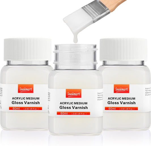 3Pcs Gloss Varnish for Acrylic Painting, 180ml Acrylic Varnish Clear Coat, Non-Yellowing, Non-Toxic for Artwork, Acrylics Paint, Suitable for Pro Artists, Hobby Painter