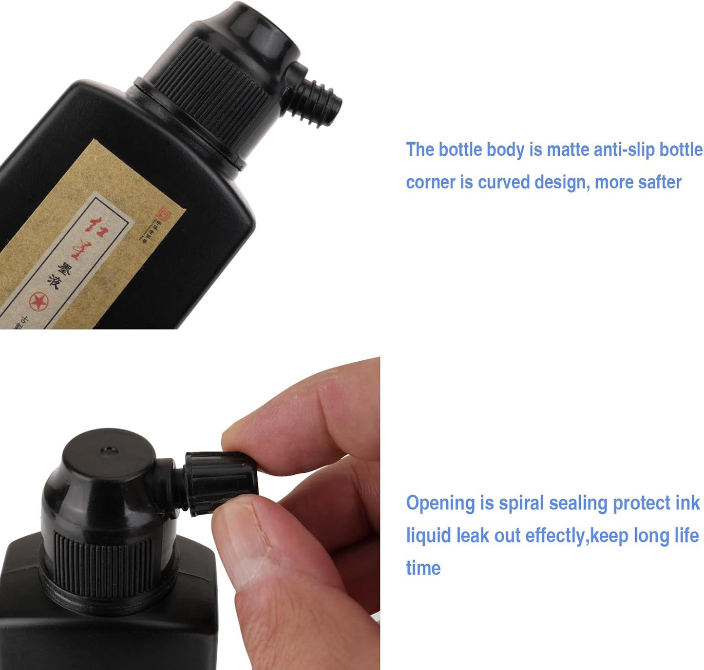 MEGREZ Chinese Calligraphy Ink, Redstar Sumi Liquid Ink for Brush Writing Practice, Chinese Japanese Calligraphy & Drawing, 3.5oz(100g),3 Bottle