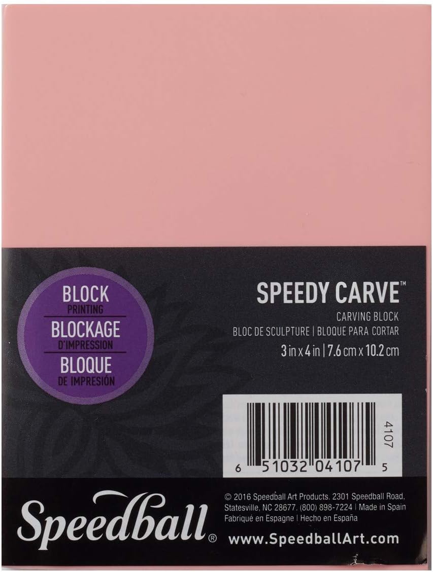 Speedball 4107 Speedy-Carve Block – Soft, Easy Carve Surface – 3 x 4 Inches, Pink