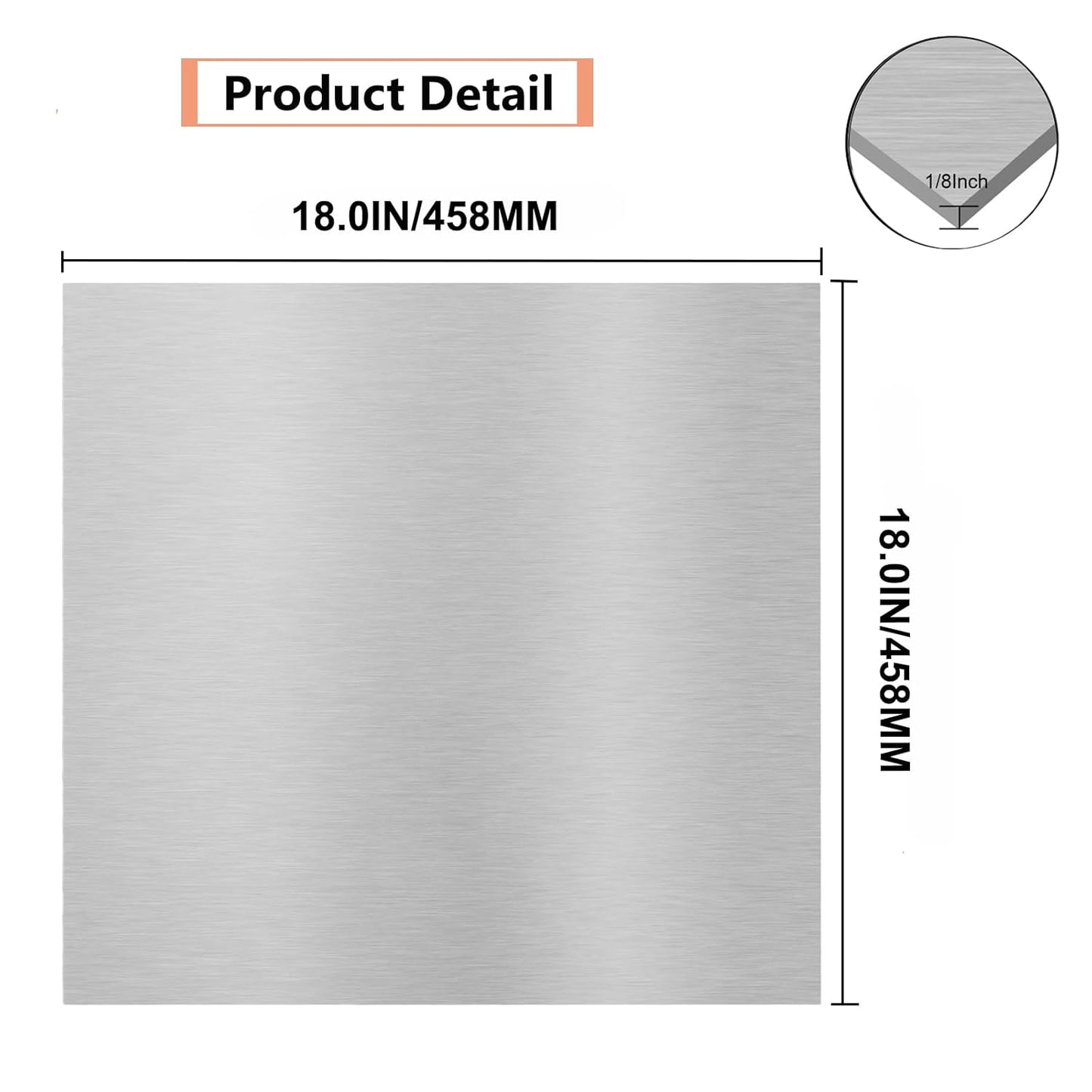6061 T651 Aluminum Sheet Metal 18 x 18 x 1/8 (0.125”) Inch Flat Plain Aluminum Plate Covered with Protective Film, Heat Treatable Rectangle 3MM Aluminum Metal Plate for Crafting, Industrial