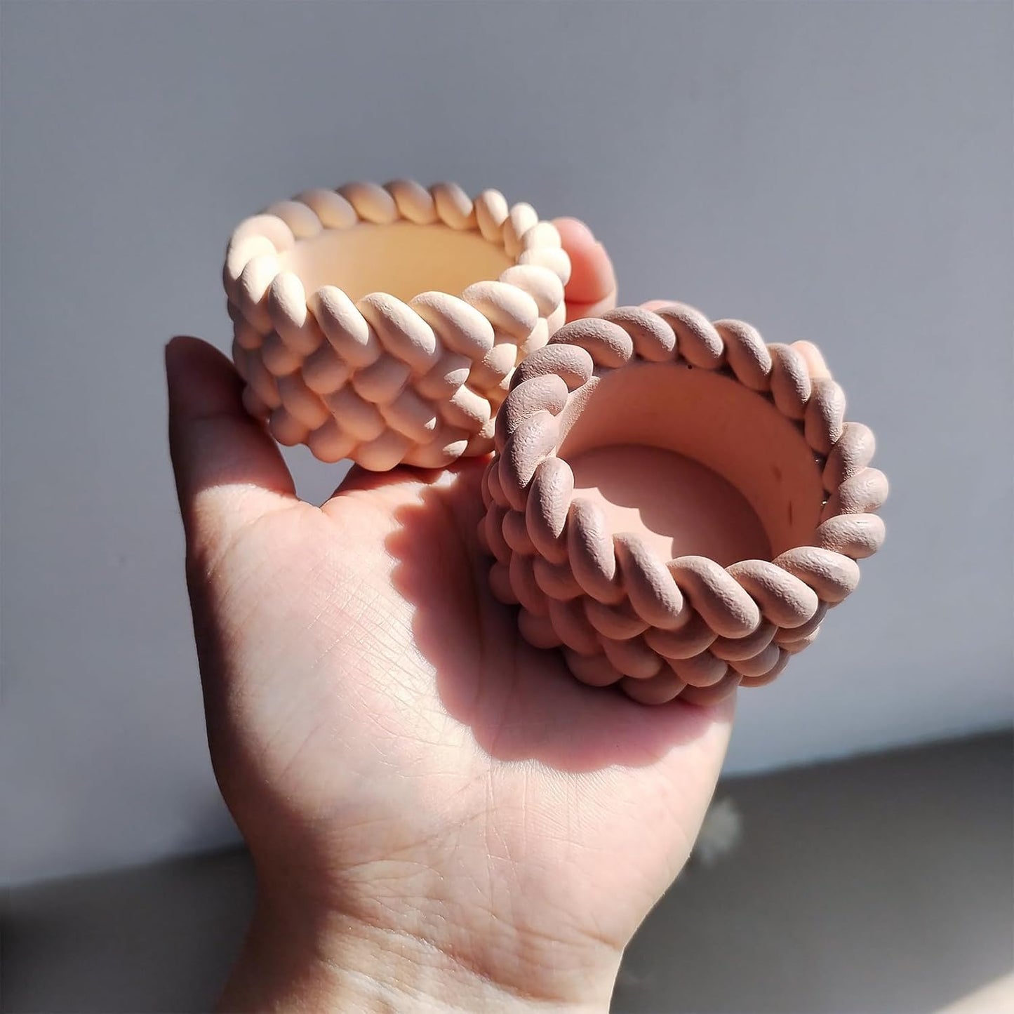 Wehous 2PCS Knot Shape Tealight Holder Mold, Unique 3D Candle Holder Silicone Resin Mold, Cylinder Jewelry Holder Container Storage Mold for Epoxy Resin Concrete Art Craft Home Xmas Decor