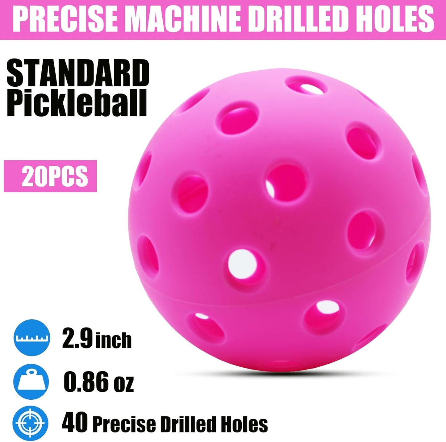 Magicorange Pickleball Balls, 20 Pack USAPA Approved Outdoor Pickleballs, High Elasticity & Durable Pickle Balls