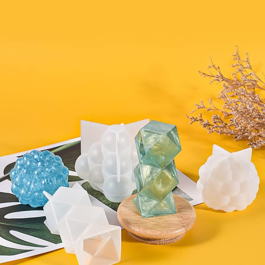 10 Pcs Geometric Candle Mold, Unique Candle Molds for Candle Making, Epoxy Mold for DIY Desk Decor, Home Table Romantic Decoration(White)