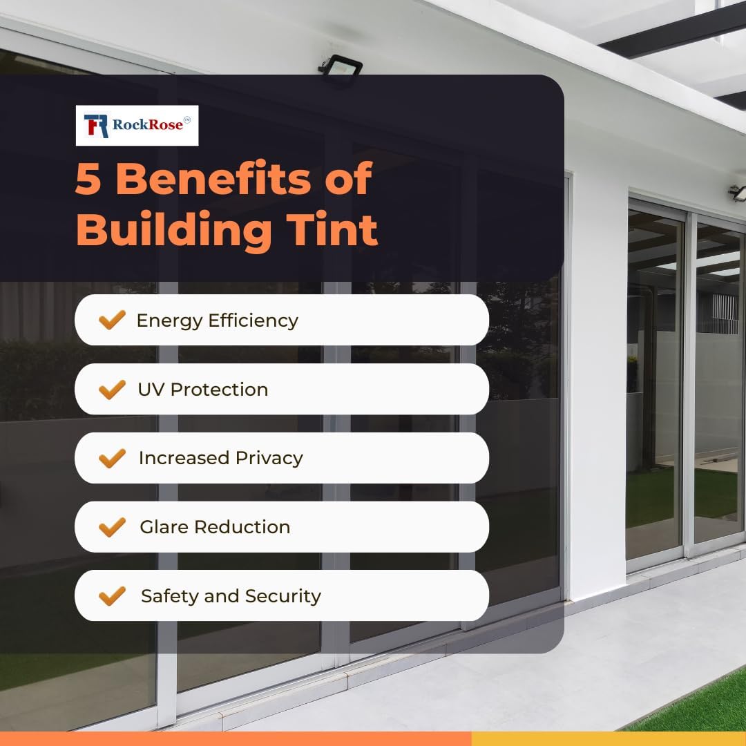 Rockrose Professional Window Tint for Home – One Way Privacy Window Film for Home Offices Heat Blocker Reflective Adhesive Mirror Tint with 99% UV Block – Gold-Silver 24 in x 15FT