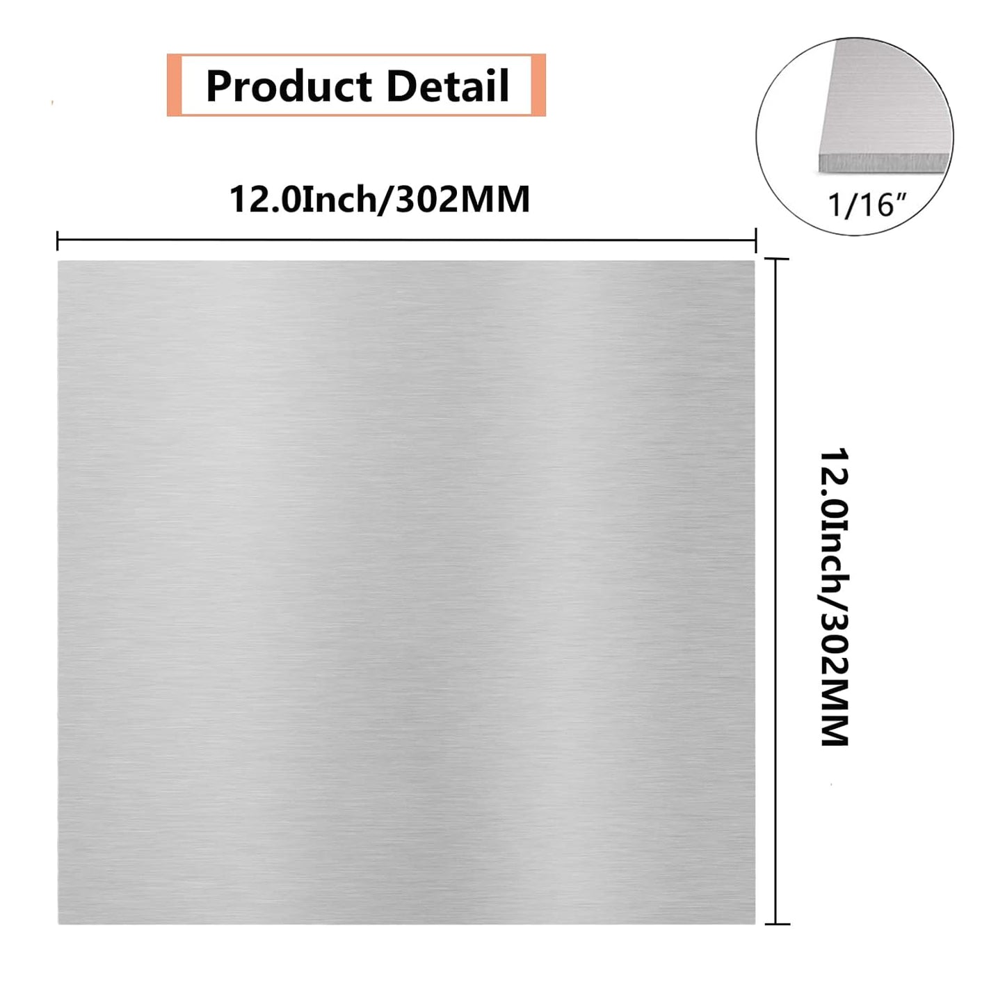 6061 T651 Aluminum Sheet Metal 12 x 12 x 1/16 (0.63”) Inch, Flat 1.5MM Aluminum Metal Plate for Crafting, Industrial, Double-Side Protective Film
