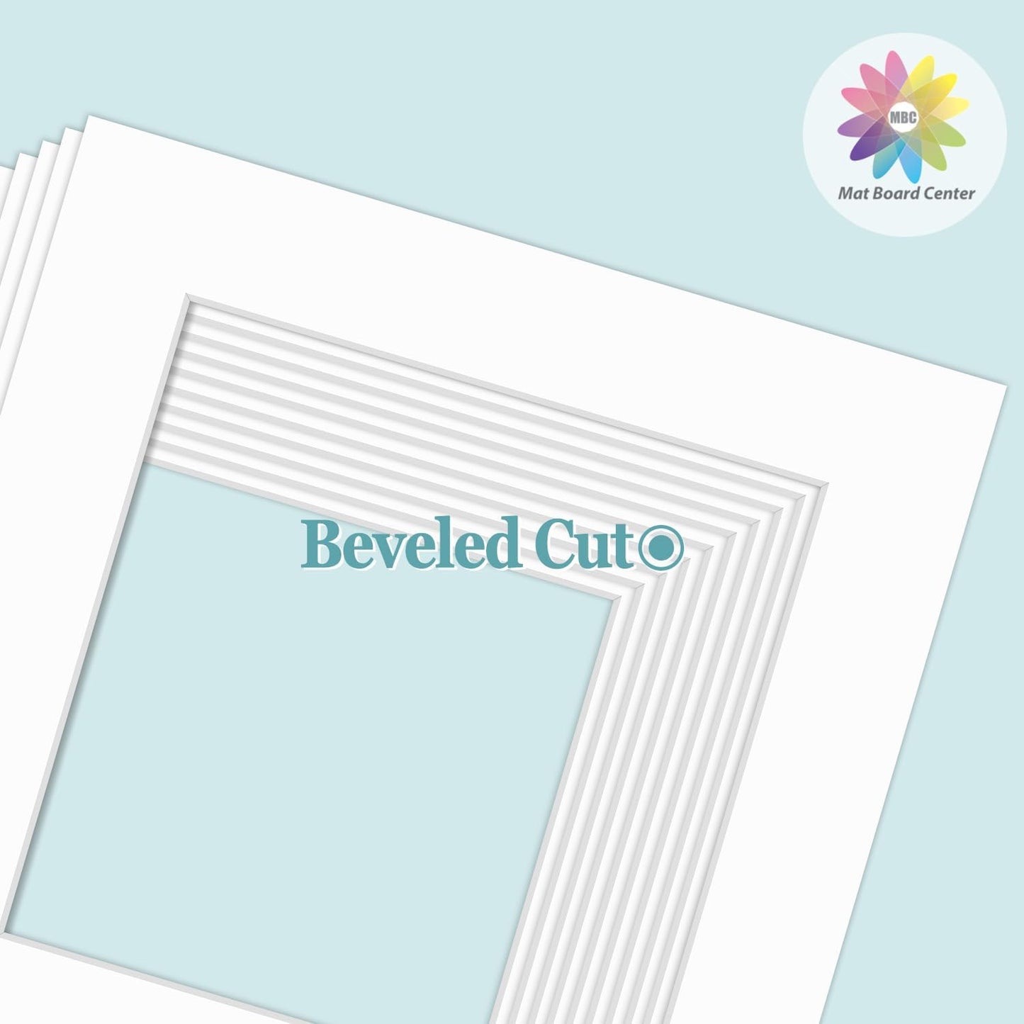 MBC Mat Board Center, 10 Pack 8x8 for 6x6 White Picture Mats Frame Mattes, Bevel Cut, Acid Free, 4-ply Thickness