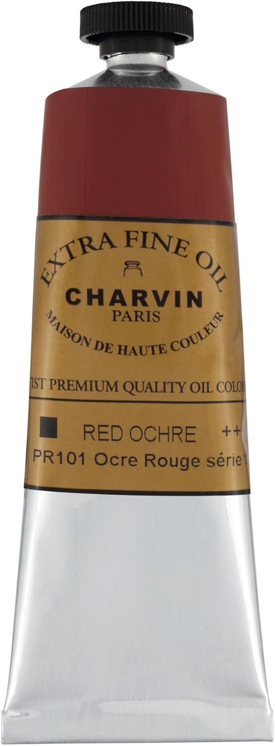 Charvin Extra Fine Oil Paint, Red Ochre 60 mL - Triple-Milled, Rich Texture, Poppy Oil-Based, Light-Fast, Handmade, Archival Quality