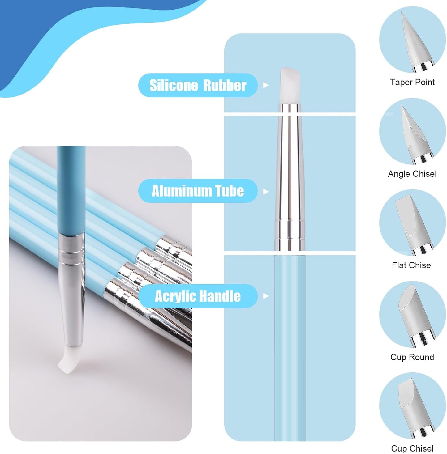 Dotting Tools, Silicone Clay Sculpting Tool, Ceramic Clay Ball Stylus Dot Painting Tools, Pottery Embossing Tool for Rock, Nail, Blending, Drawing, Modeling