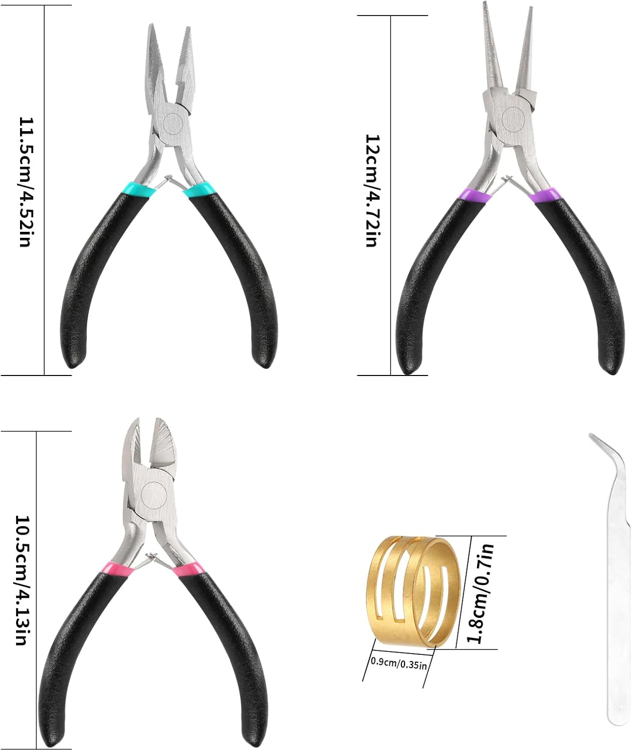 3 Pcs Jewelry Making Tools Pliers Kit, Includes Needle Nose/Round Nose Pliers/Diagonal, Wire Cutters for Jewelry Making Wire Wrapping Beading Crafts Matte Handle
