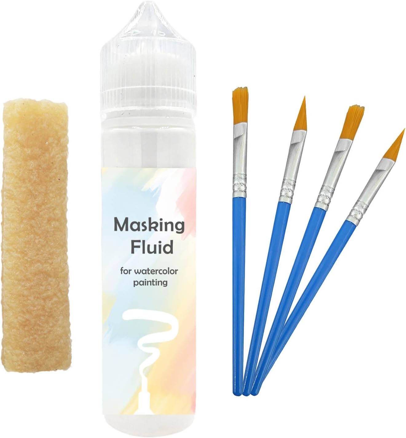 White Watercolor Masking Fluid - Professional Art Supplies with Brush & Eraser for Artists, Painting Medium Pen
