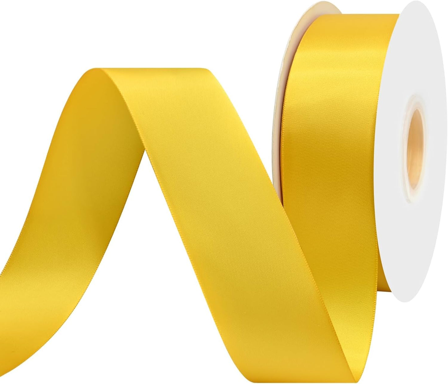 Maize Yellow Satin Ribbon 1-1/2" X 50 Yards Solid Color Double Faced Ribbons Perfect for Crafts Wedding Decor Bow Making Arts Sewing and More