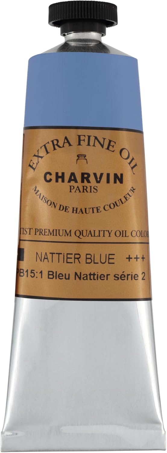 Charvin Extra Fine Oil Paint, Nattier Blue 60 mL - Triple-Milled, Rich Texture, Poppy Oil-Based, Light-Fast, Handmade, Archival Quality