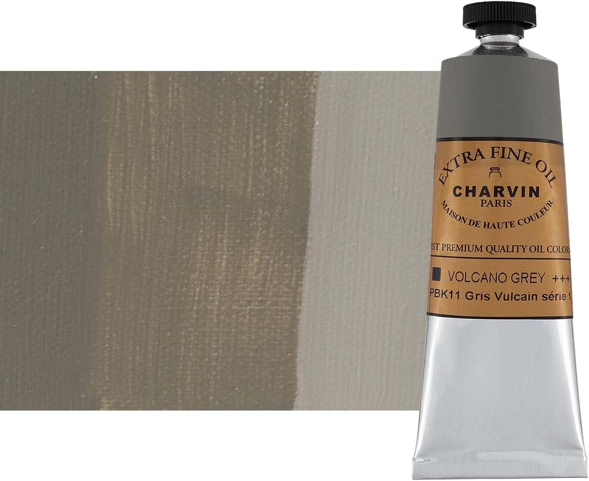 Charvin Extra Fine Oil Paint, Vulcain Grey 60 mL - Triple-Milled, Rich Texture, Poppy Oil-Based, Light-Fast, Handmade, Archival Quality