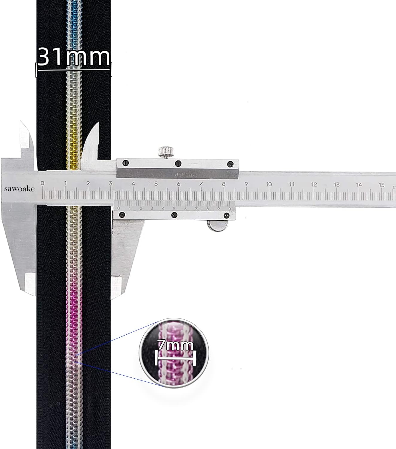 The Yards 10 Yards Bulk White Nylon Coil Zipper with Rose Gold Teeth - Replacement Sewing Zipper with 10PCS Sliders for DIY Craft Bags