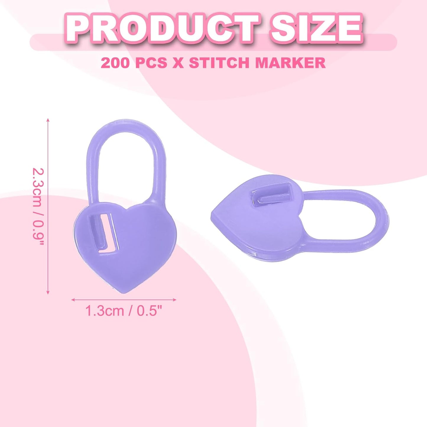 uxcell 200pcs Stitch Markers for Crocheting, Heart Shaped Crochet Marker Needle Clip Counter for Knitting Clothing Tag DIY Craft,Purple