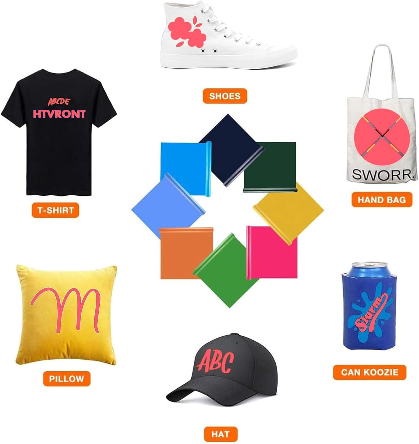 HTVRONT Heat Transfer Vinyl Roll - 12" x 8ft Coral Red HTV Vinyl for T Shirts, Iron on Vinyl Compatible with Cricut Cutting Machine, Easy to Use for Craft Design (Coral Red)