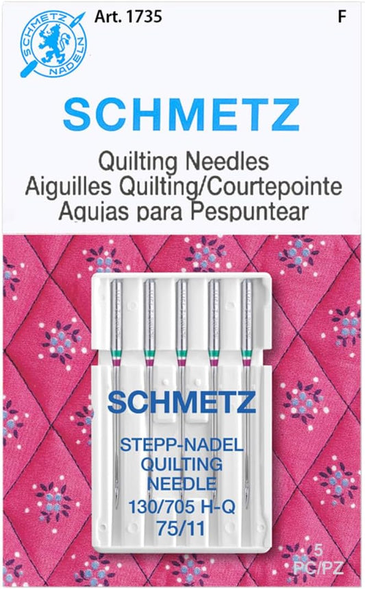 SCHMETZ Quilting Needles - Size 75/11, 5-Needle Cards, Pack of 1