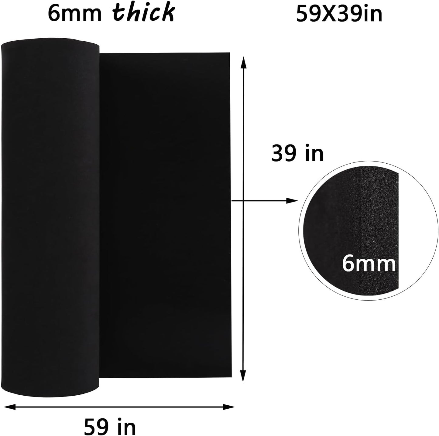 AMZQNART EVA Foam 6mm, Cosplay Foam 39x59 inch Black, High Density 90 kg/m³, for Craft Projects Cosplay Costumes, Fake Weapons, Decorations, Christmas, Easter, Thanksgiving, etc.