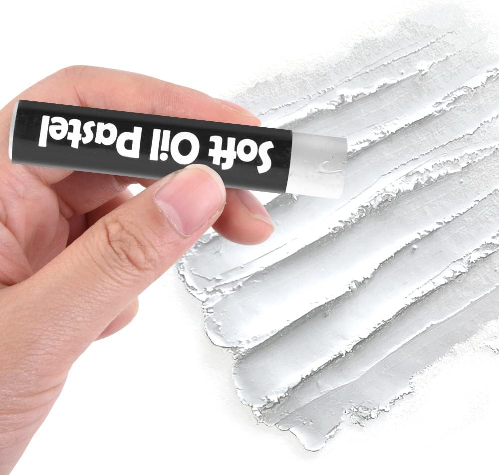 12 Pcs Cream Soft Oil Pastels Vibrant and Creamy Colored Chalk Pastels Artists Grade Art Supplies Set for Professionals Painting Drawing White