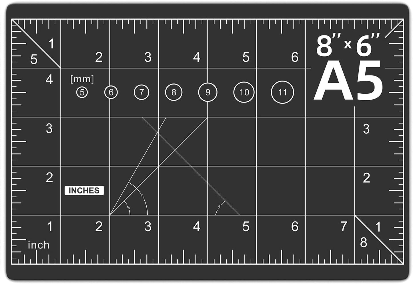 DIYSELF Cutting Mat 8in×6in, Self Healing Cutting Mat, A5 Rotary Cutting Mats for Crafts Sewing Hobby Fabric Project, 5-Ply Craft Cutting Board Double Sided, Craft Mat for Quilting